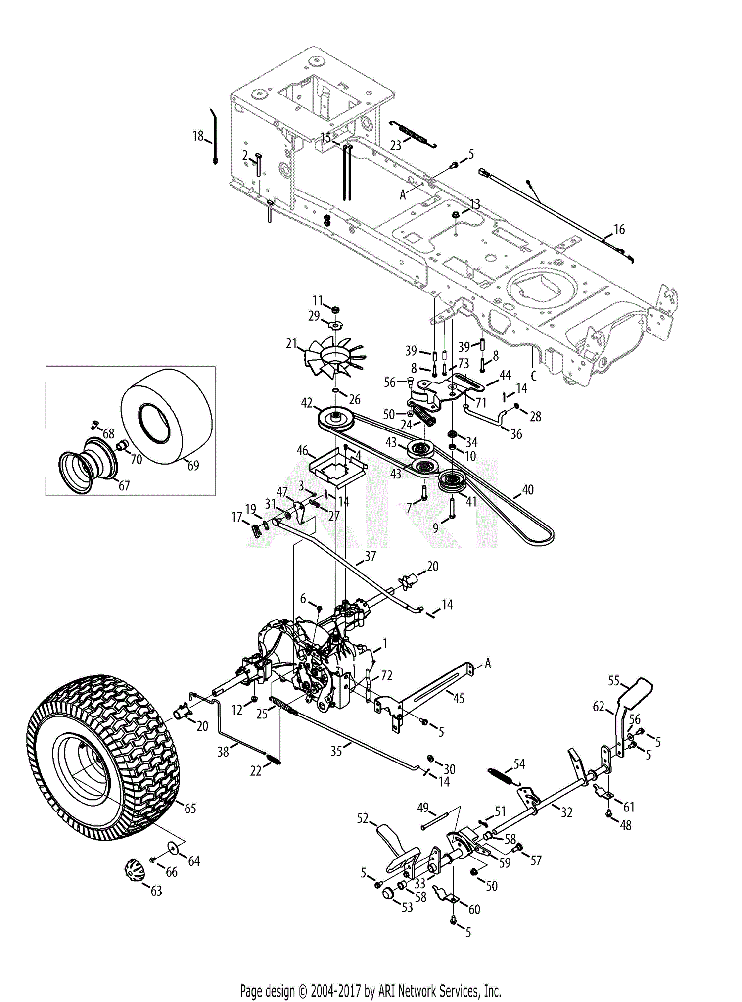 Troy Bilt 13al91ks066 Tb2142 2013 Parts Diagram For Drive U0026 Rear Wheels