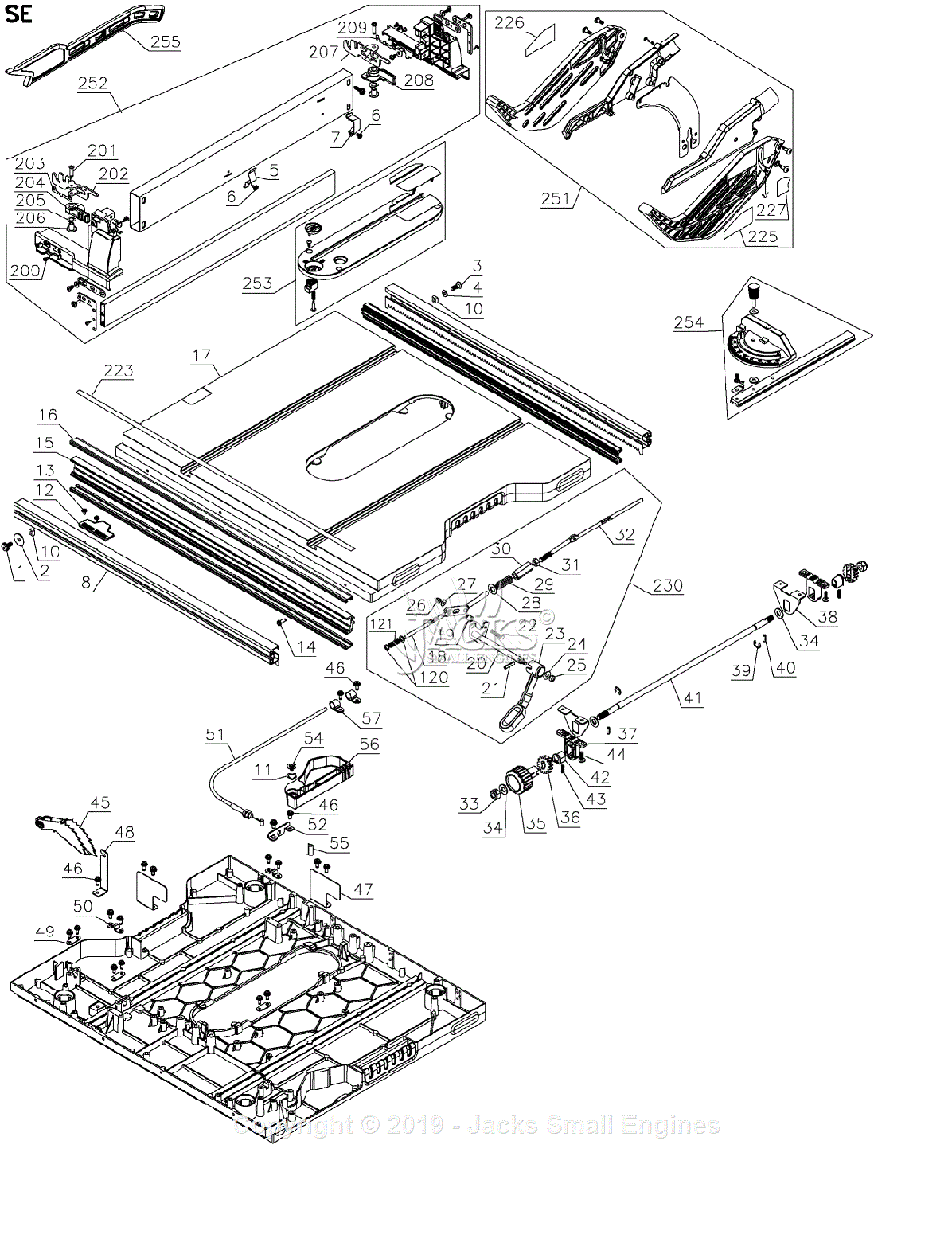Dewalt DWE7491RS TYPE 2 Parts Diagram for TABLE FENCE