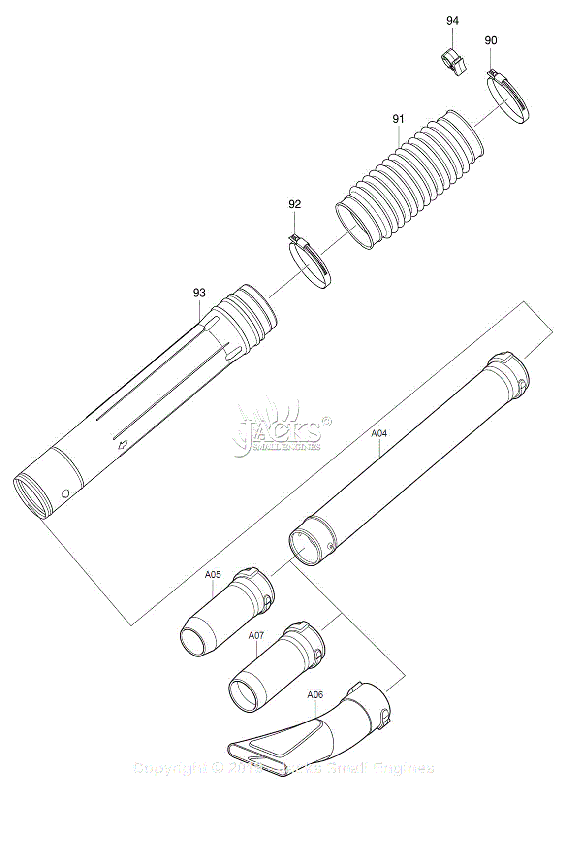 Makita EB5300TH Parts Diagram for 8 - Tube Assembly