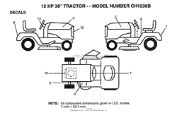 12HP 38&quot; TRACTOR-DECALS