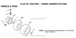 12HP 38&quot; TRACTOR-WHEELS