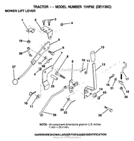 MOWER LIFT LEVER