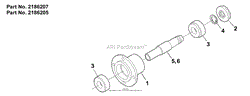 Spindle PN 2186207 &amp; 2186205