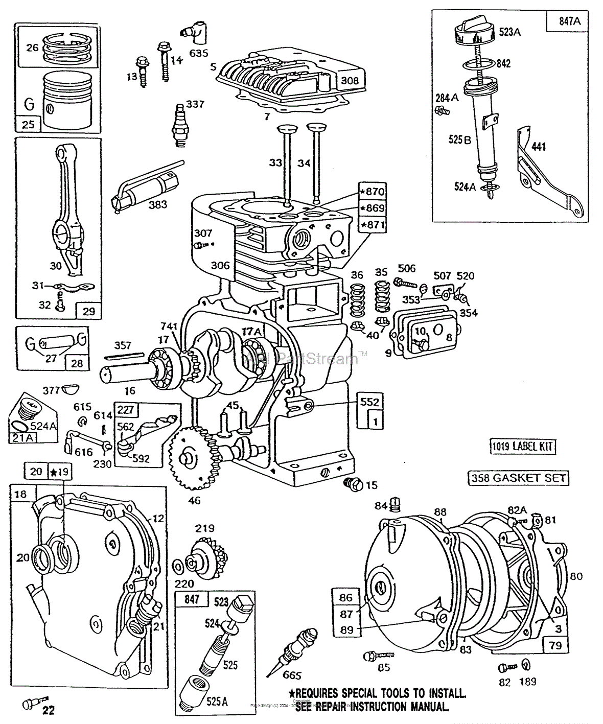 Briggs and Stratton 130202-3166-01 Parts Diagram for Cylinder,GearCase ...