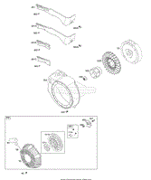 Blower Housing, Flywheel, Rewind Starter