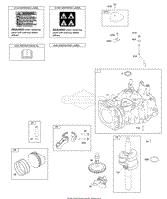 Camshaft, Crankshaft, Cylinder, Piston/Rings/Connecting Rod, Warning Label