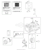 Camshaft, Crankshaft, Cylinder, Operator&#39;s Manual, Piston/Rings/Connecting Rod, Warning Label