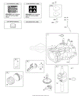 Camshaft, Crankshaft, Cylinder, Piston/Rings/Connecting Rod, Warning Label