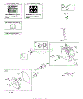 Camshaft, Crankcase Cover, Crankshaft, Cylinder, Operator&#39;s Manual, Piston/Rings/Connecting Rod, Warning Label