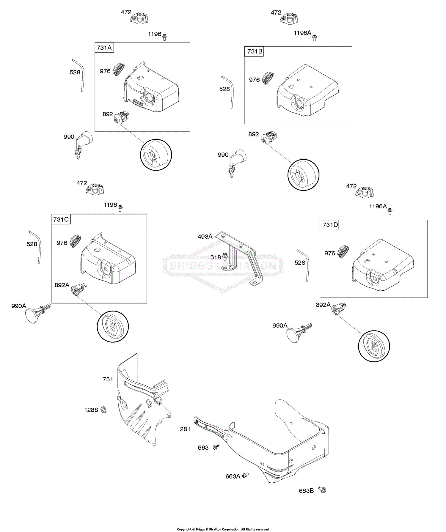 Briggs and Stratton 13A132-0003-F1 Parts Diagram for Shrouds Briggs and Stratton 13A132-0003-F1 Parts Diagram for Shrouds