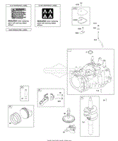 Camshaft, Crankshaft, Cylinder, Piston/Rings/Connecting Rod, Warning Label