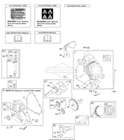 Camshaft, Crankcase Cover, Crankshaft, Cylinder, Lubrication, Operator&#39;s Manual, Piston/Rings/Connecting Rod, Warning Label