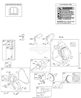 Camshaft, Crankcase Cover, Crankshaft, Cylinder, Lubrication, Operator&#39;s Manual, Piston/Rings/Connecting Rod, Warning Label