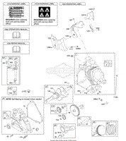 Camshaft, Crankcase Cover, Crankshaft, Cylinder, Lubrication, Operator&#39;s Manual, Piston/Rings/Connecting Rod, Warning Label