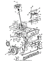 Axle, Front Wheels, Steering Assembly &amp; Lower Frame