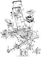 Handle, Wheel Ass&#39;y, Engine Shroud &amp; Deck