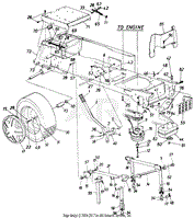 Mower Deck Lift Mechanism, Gas Tank, Muffler &amp; Rear Wheel