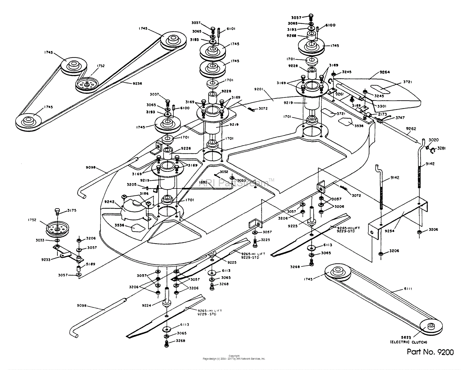 Dixon ZTR 502 (1990) Parts Diagram for MOWER DECK ASSEMBLY