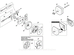 Muffler, oil pump, clutch