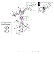 Cylinder, crankshaft, muffler