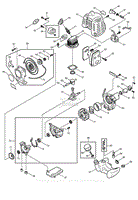 Engine, starter, clutch, fuel tank