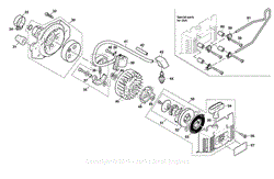 Clutch case, flywheel, starter