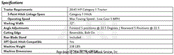 3PT Rear Blade Specs