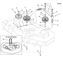52&quot; Mower Deck - Pulleys, Belt, &amp; Idler Arm (S/N: 2016893014 &amp; Below)