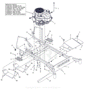 Parts List 15 - Engine and Frame - 48 Inch and 52 Inch