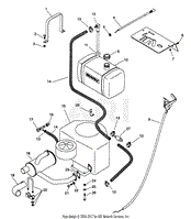 Fuel And Exhaust System - 16 H.P. And 18 H.P. Units (Electric Start)