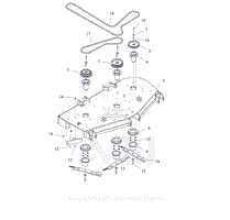 Parts List 14 - Deck, Belts, Baffle, Blades, And Spindles - 60 Inch