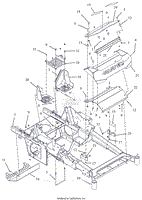 Parts List 19 - Frame, Front Bumper and Battery Tray - 48 Inch, 52 Inch, and 60 Inch