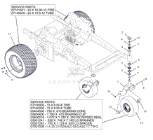 Parts List 6 - Casters and Drive Wheels - 52 Inch, 60 Inch, and 72 Inch