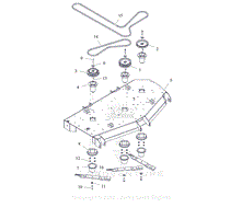 Parts List 14 - Deck, Belts, Blades And Spindles - 60 Inch