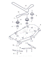 Parts List 14 - Deck, Spindles, Belts, and Blades - 60 Inch