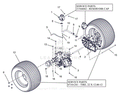 Parts List 23 - Rear Tires And Transaxles - 60 Inch