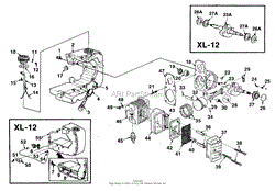 Homelite XL12 Chain Saw UT-10541-C Parts Diagram for HS-179