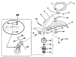 Shaft - Spool &amp; String - Grass Deflector