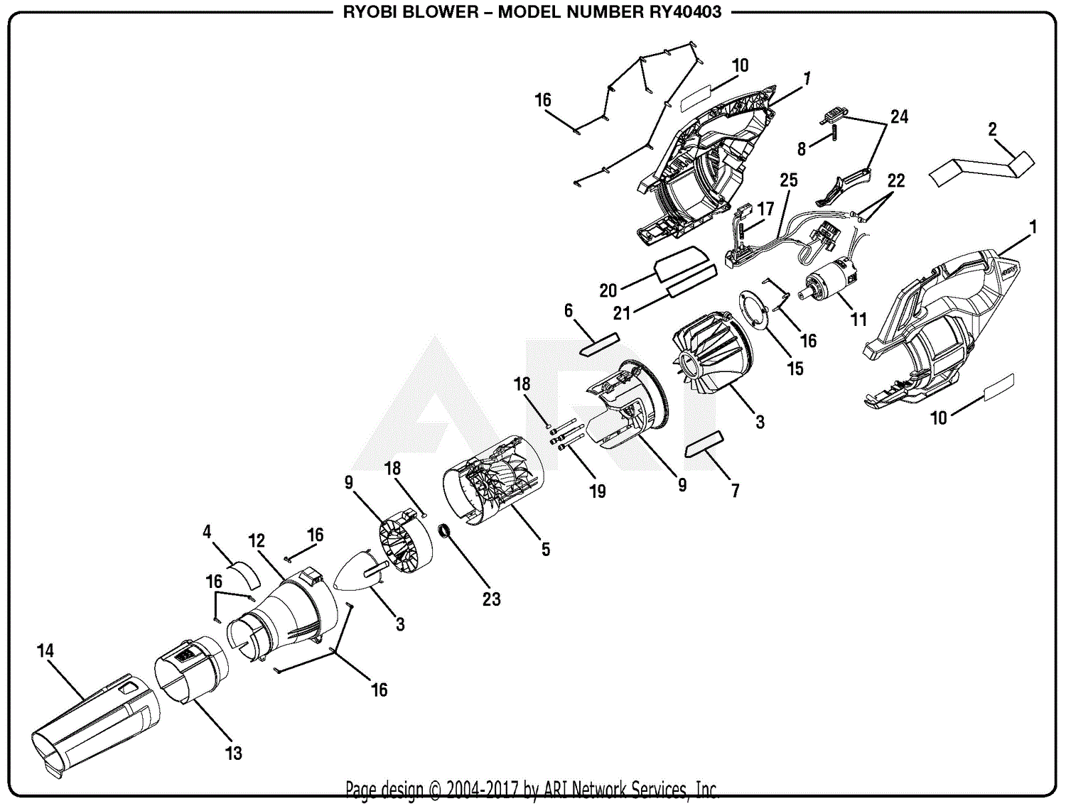 Homelite RY40403 Blower Mfg No. 107705001 6-20-18 (Rev:04
