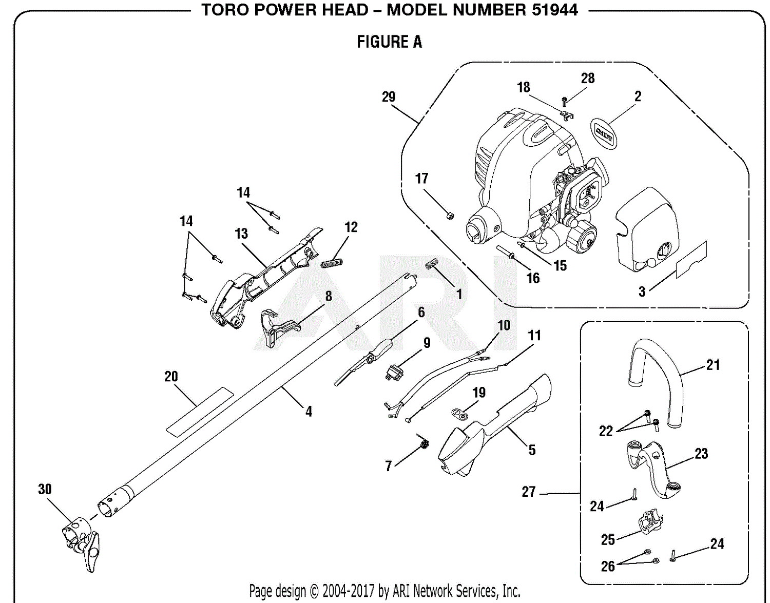 Homelite 51944 25.4cc Gas Power Head S/N 310000001 & Up