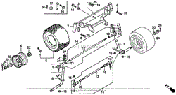 FRONT AXLE + FRONT WHEEL