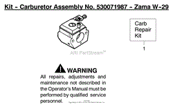 Carburetor Assembly Kit 530071987 (Zama W-29)