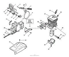 Chain Brake Assembly, Top Cover, Piston/Cylinder