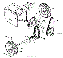 WHEEL, AXLE AND TRACTION DRIVE PARTS AND PARTS LIST