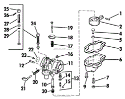 CARBURETOR PARTS LIST, MODELS USED ON: 6254