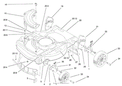 HOUSING, HANDLE BRACKET AND WHEEL ASSEMBLY