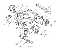 DECK, MUFFLER COVER, BLADE &amp; WHEELS