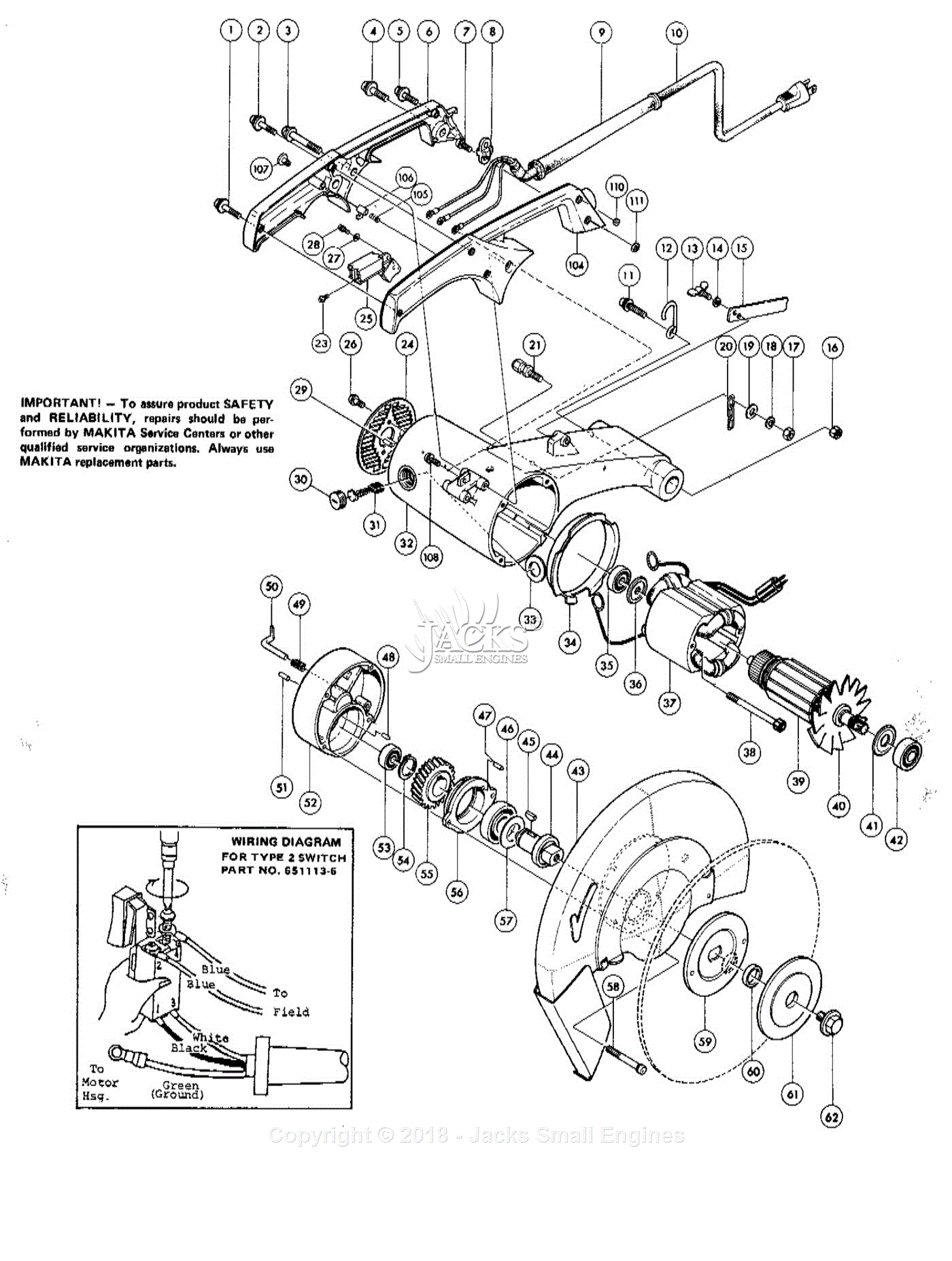 Makita 2414 Type 2 Parts Diagrams