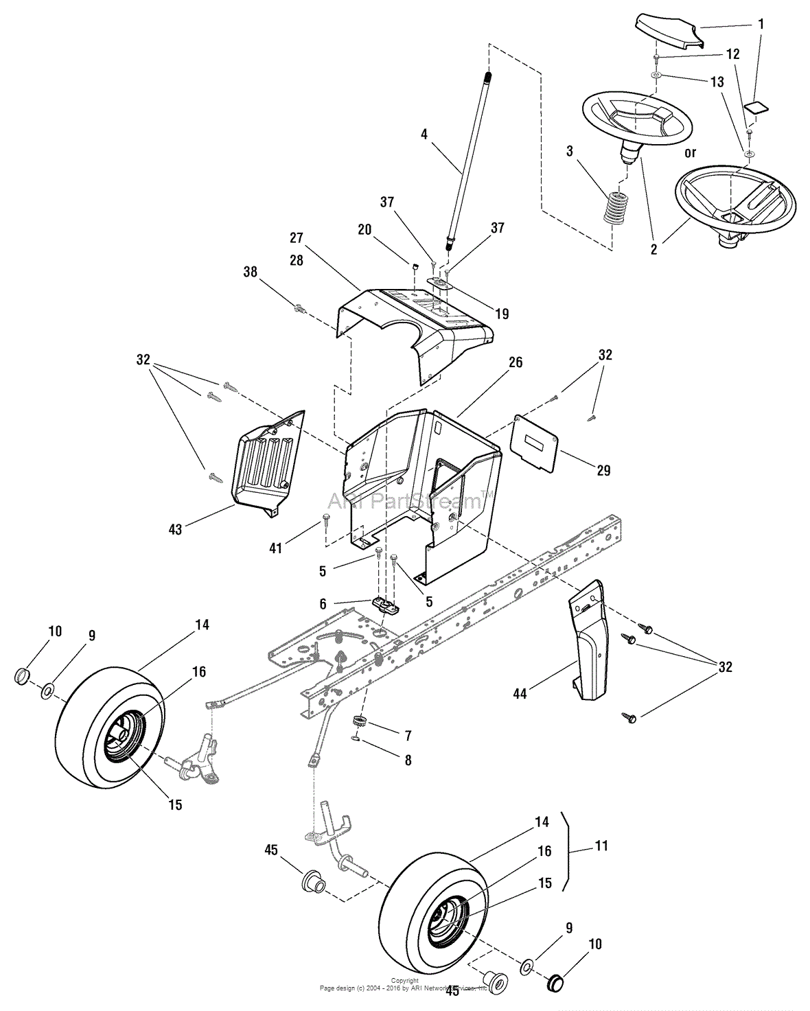 Murray 7800496 EBL125380G 12.5HP 38 Gear Drive Manual PTO Beal Lawn Tractor 2009 Parts Diagrams