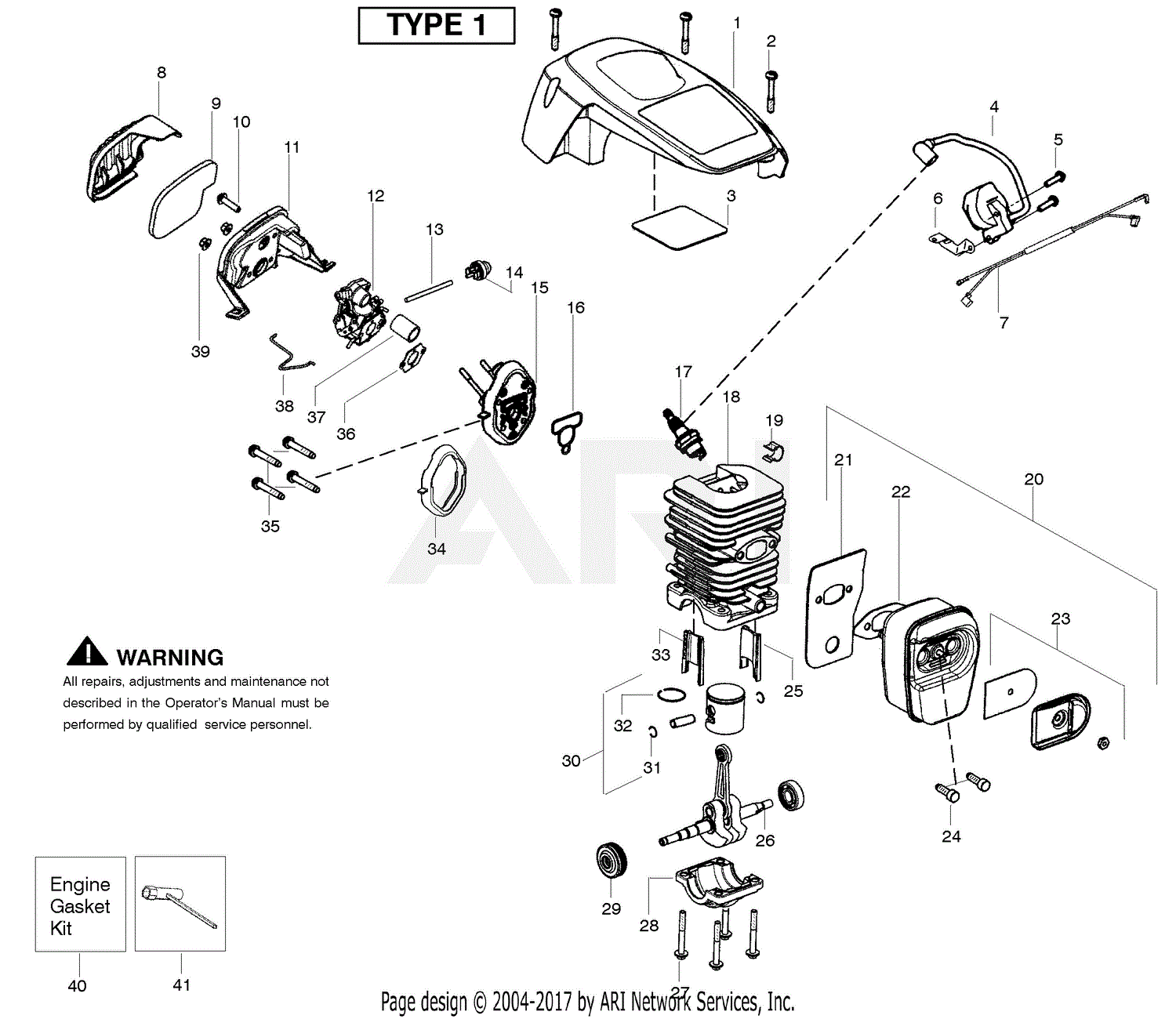 Poulan P4018WT Gas Saw Type 1 Wildthing P4018WT Parts Diagrams